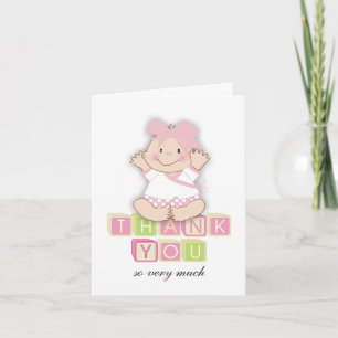 Tarjeta De Agradecimiento 5" niña a juego de x7 " Baby Shower le agradece