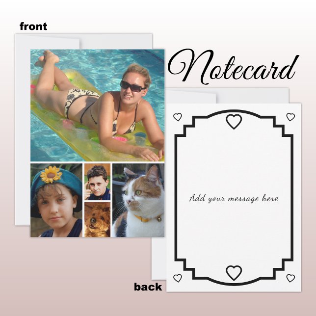 Tarjeta De Agradecimiento 5 photo add message black text flat note card (Subido por el creador)