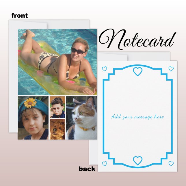 Tarjeta De Agradecimiento 5 photo add message blue text flat note card (Subido por el creador)
