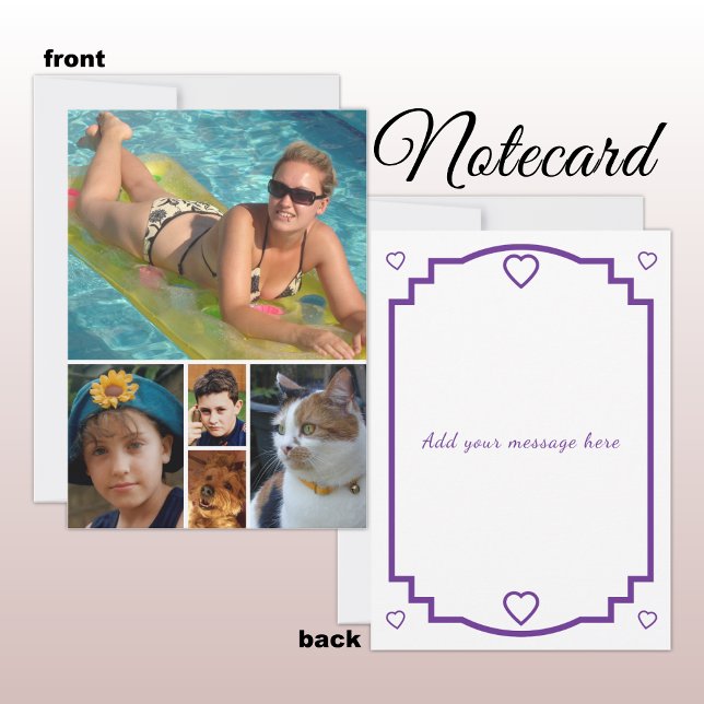 Tarjeta De Agradecimiento 5 photo add message purple text flat note card (Subido por el creador)