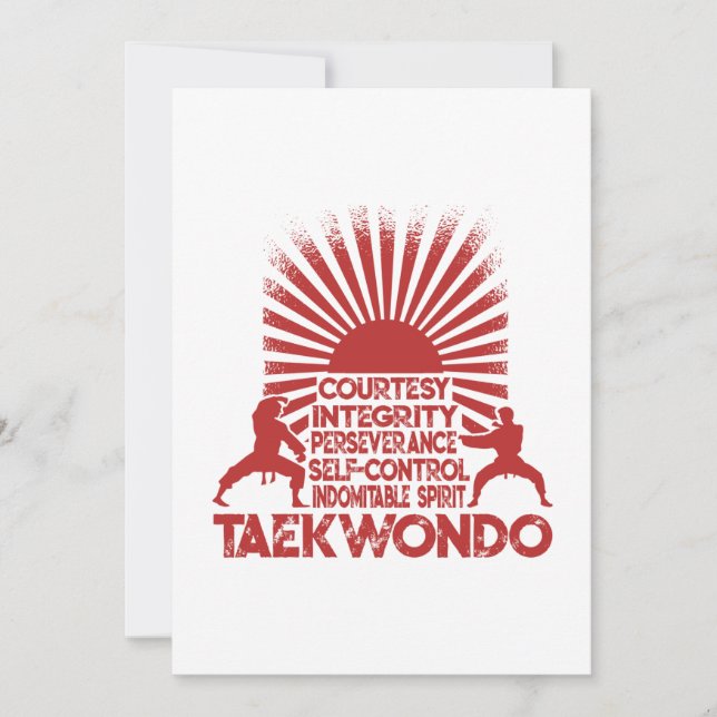 Tarjeta De Agradecimiento 5 Tenets De Taekwondo (Anverso)