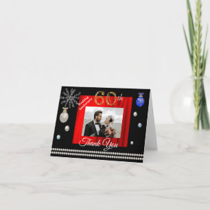Tarjeta De Agradecimiento 60º Aniversario de Boda y Oro   Fiesta Navideña