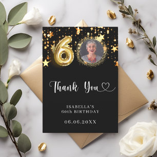 Tarjeta De Agradecimiento 60.º cumpleaños foto de estrellas de oro negro