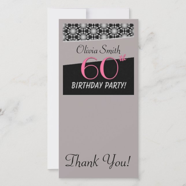 Tarjeta De Agradecimiento 60.o cumpleaños feliz (Anverso)