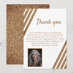 Tarjeta De Agradecimiento 60 y Fabulous Gold Purpurina Photo 60th Birthday