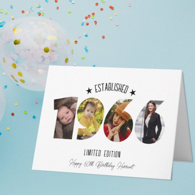 Tarjeta De Agradecimiento 60th birthday Photo Collage established 1966 (Subido por el creador)