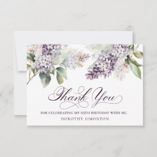 Tarjeta De Agradecimiento 65.º cumpleaños Flor Primavera Lilac Púrpura