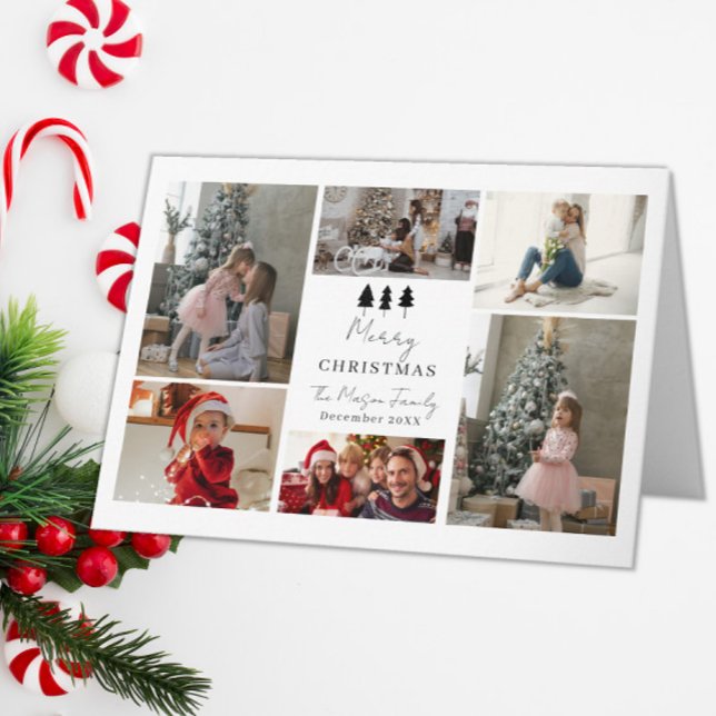 Tarjeta De Agradecimiento 6 Photo Family Christmas Card Trees Design (Subido por el creador)