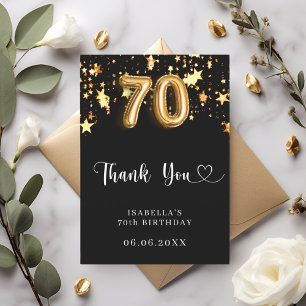 Tarjeta De Agradecimiento 70.º cumpleaños estrellas de oro negro