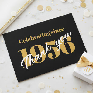 Tarjeta De Agradecimiento 70 cumpleaños 1956 negro retro y dorado
