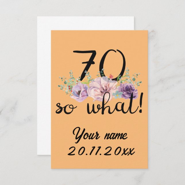 Tarjeta De Agradecimiento 70 Entonces qué - Gracioso cumpleaños 70 (Anverso / Reverso)