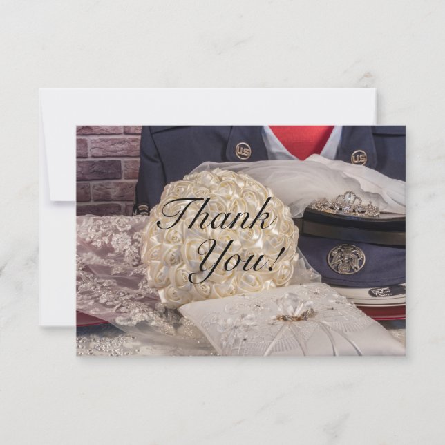 Tarjeta De Agradecimiento 7263-Boda militar (Anverso)