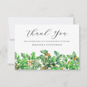 Tarjeta De Agradecimiento 75 Aniversario Holly Diciembre Personalizado de Fl