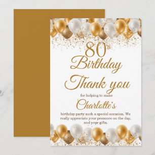 Tarjeta De Agradecimiento 80.ª fiesta de cumpleaños