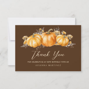 Tarjeta De Agradecimiento 80.ª Llanura Rustica de Calabaza Boho