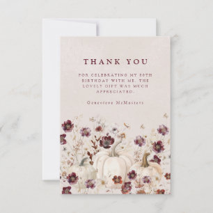 Tarjeta De Agradecimiento 80.º Personalizado de Flor Silvestre de la Fiesta 