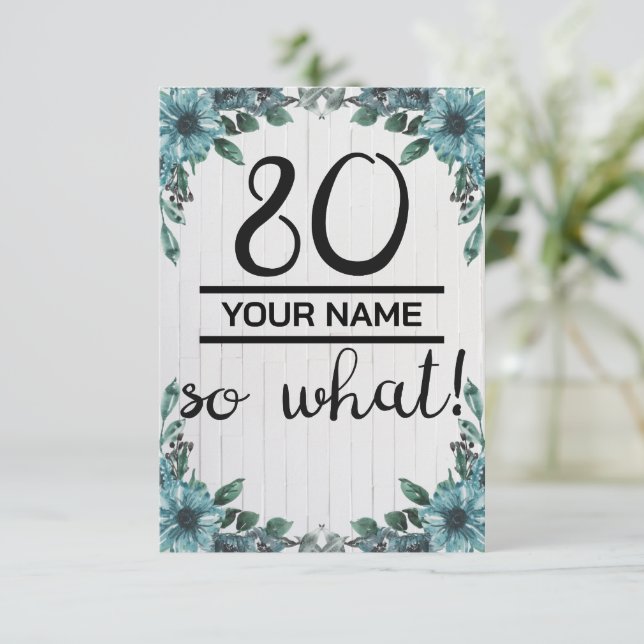 Tarjeta De Agradecimiento 80 ¡Y qué! - Divertido cumpleaños 80 (Anverso de pie)