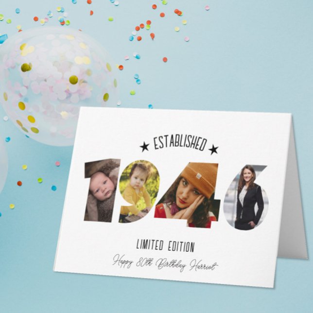 Tarjeta De Agradecimiento 80th birthday Photo Collage established 1946 (Subido por el creador)
