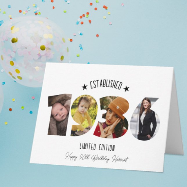 Tarjeta De Agradecimiento 90th birthday Photo Collage established 1936 (Subido por el creador)