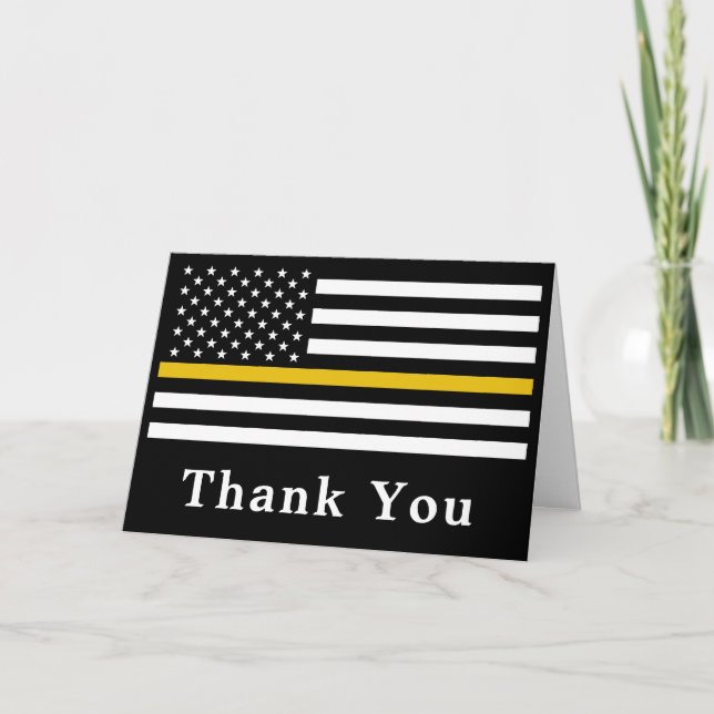 Tarjeta De Agradecimiento 911 Dispatcher Personalizada Línea De Oro Delgada (Anverso)
