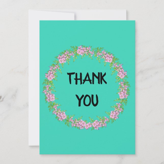Tarjeta de agradecimiento a Aqua Floral Wreath (Anverso)