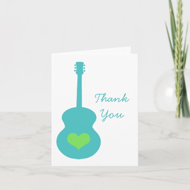 Tarjeta de agradecimiento a Aqua/Green Guitar Hear (Anverso)