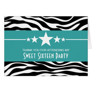 Tarjeta de agradecimiento a Aqua Stars Zebra Print