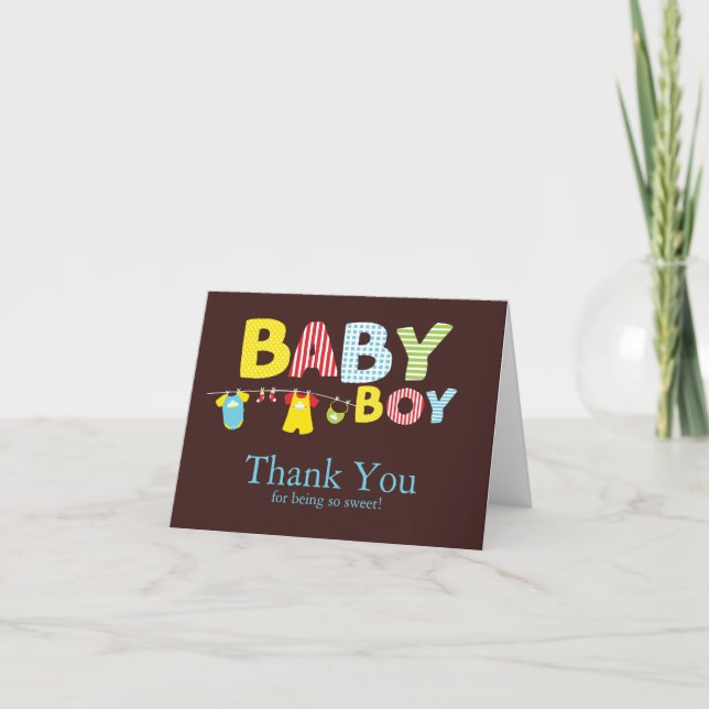 Tarjeta de agradecimiento a Baby Boy de Clotheslin (Anverso)