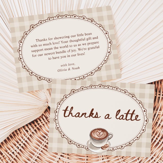 Tarjeta De Agradecimiento A Baby is Brewing Gingham Coffee Baby Shower (Subido por el creador)