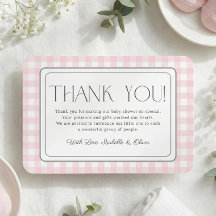 Tarjeta de agradecimiento a Baby Shower, Chica de 