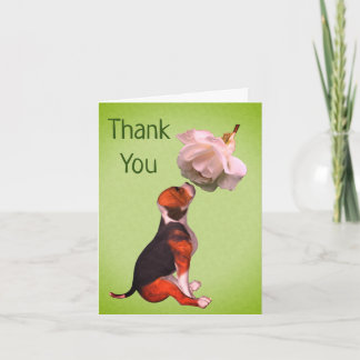 Tarjeta de agradecimiento a Beagle Puppy White Ros