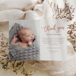 Tarjeta de agradecimiento a bebé con guión de pres