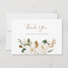 Tarjeta de agradecimiento a beige neutral floral e