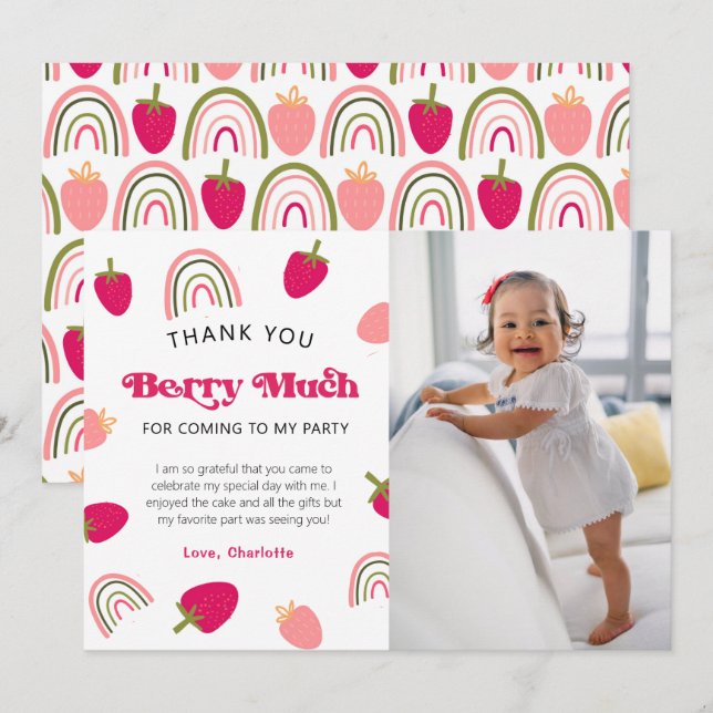 Tarjeta de agradecimiento a Berry Sweet Boho Rainb (Anverso / Reverso)