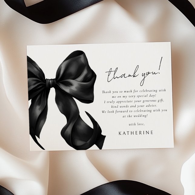 Tarjeta de agradecimiento a Black Bow Bridal Showe (Subido por el creador)