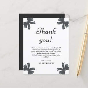 Tarjeta de agradecimiento a Black Bow Bridal Showe