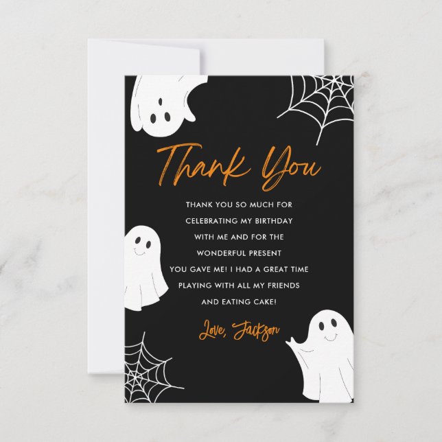 Tarjeta de agradecimiento a Black Cute Ghost Spook (Anverso)