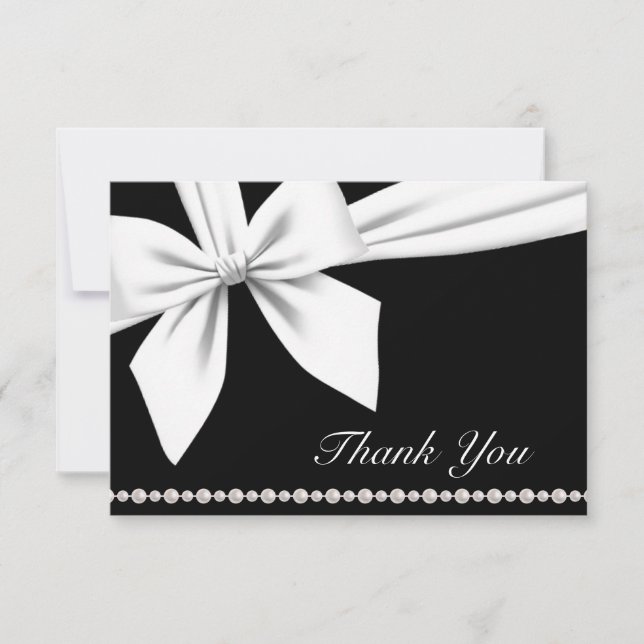 Tarjeta de agradecimiento a Black Elegant Bow & Pe (Anverso)