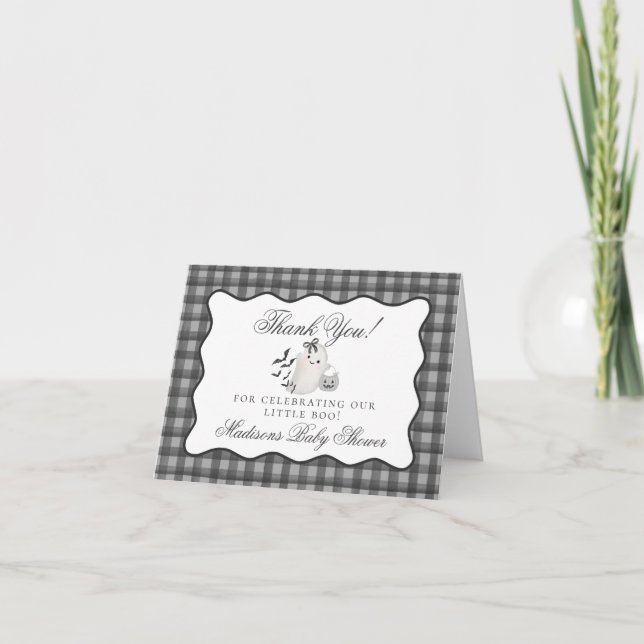 Tarjeta de agradecimiento a Black Gingham Little B (Anverso)