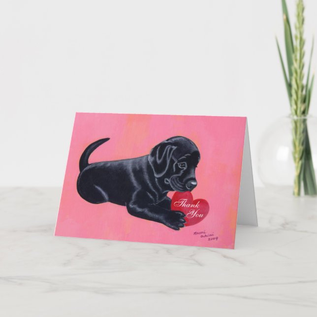 Tarjeta de agradecimiento a Black Labrador Puppy (Anverso)