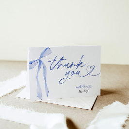 Tarjeta de agradecimiento a Blue Bow Bridal Shower