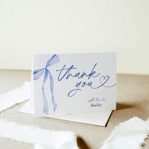 Tarjeta de agradecimiento a Blue Bow Bridal Shower