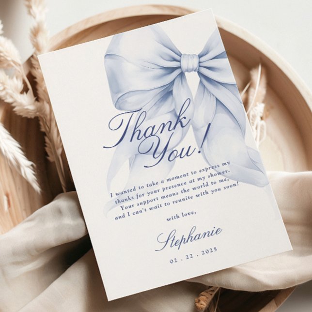 Tarjeta de agradecimiento a Blue Bow Bridal Shower (Subido por el creador)