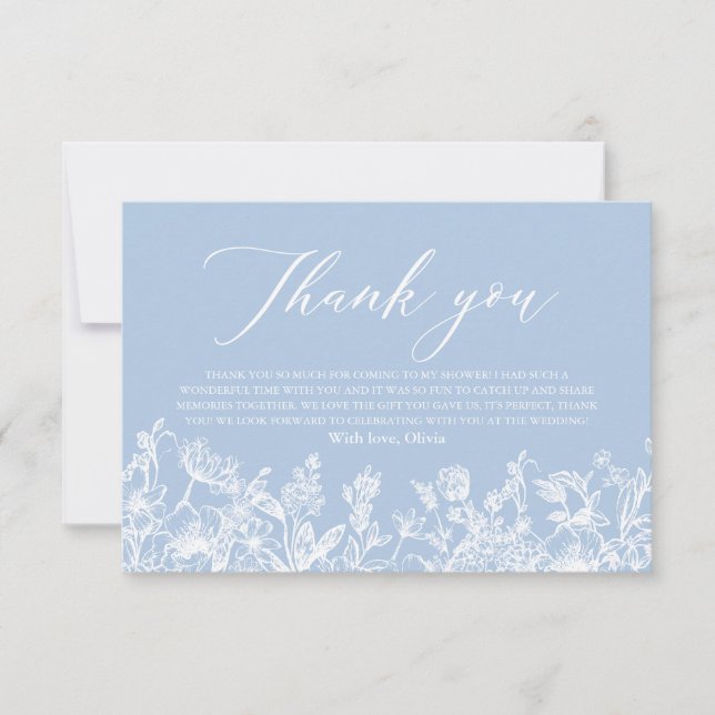 Tarjeta de agradecimiento a Blue Bridal Shower (Anverso)