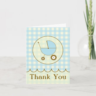 Tarjeta de agradecimiento a Blue Gingham Baby Carr