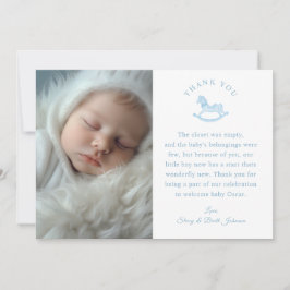 Tarjeta de agradecimiento a Blue Gingham Boy Baby 