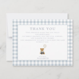 Tarjeta de agradecimiento a Blue Gingham Teddy Bea