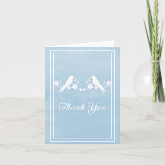 Tarjeta de agradecimiento a Blue Lovebird Floral (Anverso)