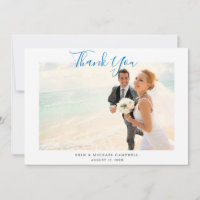 Tarjeta de agradecimiento a Blue Script Photo Beac