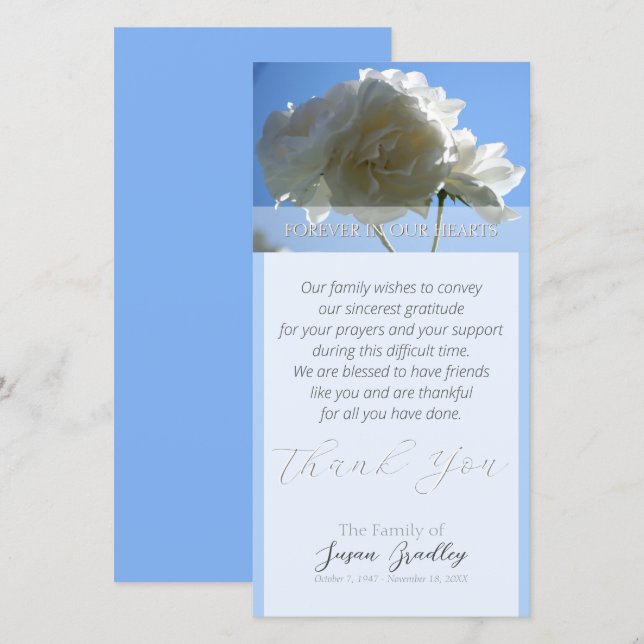 Tarjeta de agradecimiento a Blue Sky White Roses (Anverso / Reverso)